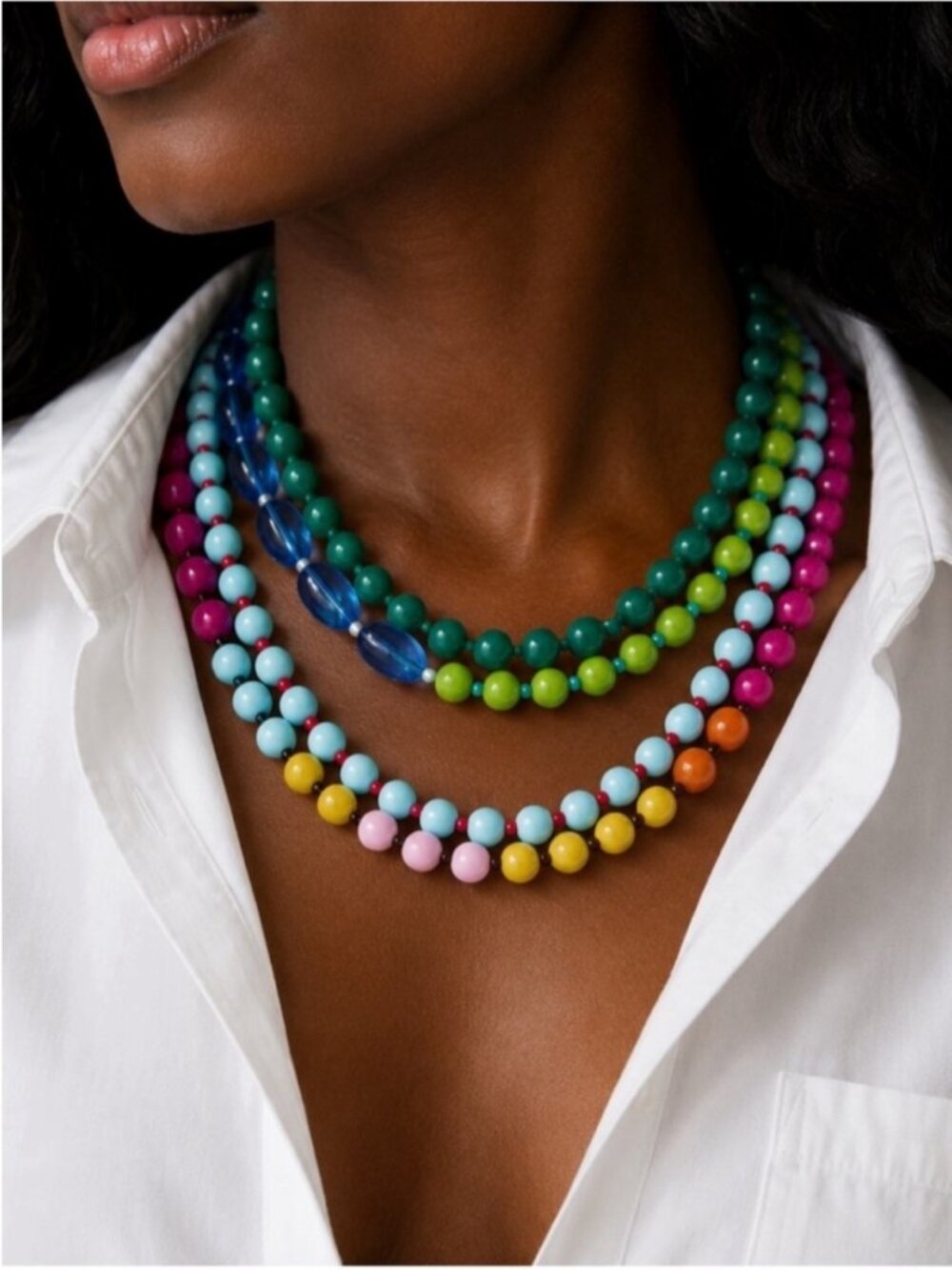 New! Colorful Beaded Stack Dopamine Necklace NWOT
